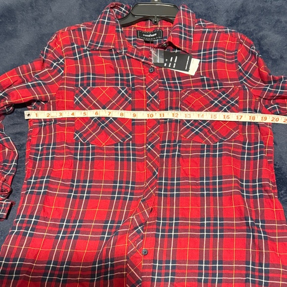Confess Red and Blue Plaid Shirt size medium juniors - Picture 10 of 15